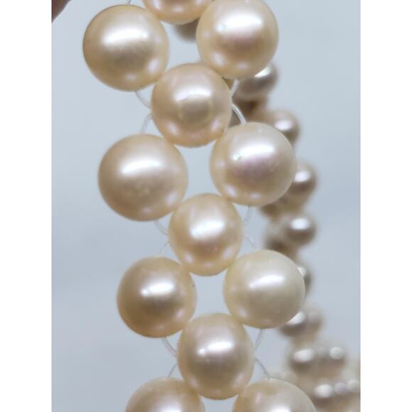 Vintage Freshwater Pearl Necklace 3 Strand & White Cluster Center woven - Picture 11 of 15